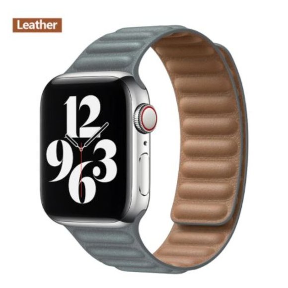 NEW[BAND] Gray Leather Magnetic For Apple Watch - Picture 1 of 6